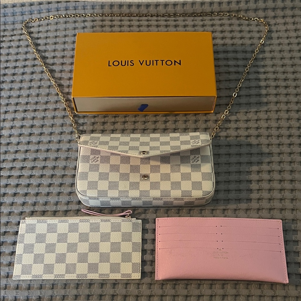 Louis Vuitton White and Pink Crossbody Bag Set